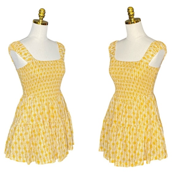 FREE PEOPLE | Sweet Annie Sunshine Combo Fit & Flare Smocked Mini Dress Size XS - Picture 8 of 14